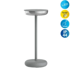Lámpara LED para terraza Pasi, altura 26 cm metal touch