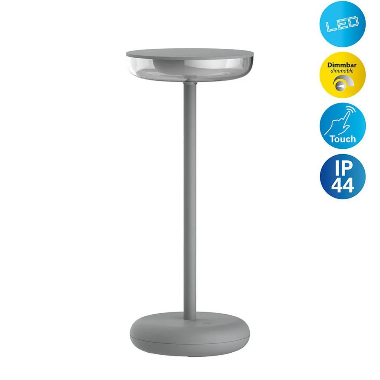 Lámpara LED para terraza Pasi, altura 26 cm metal touch