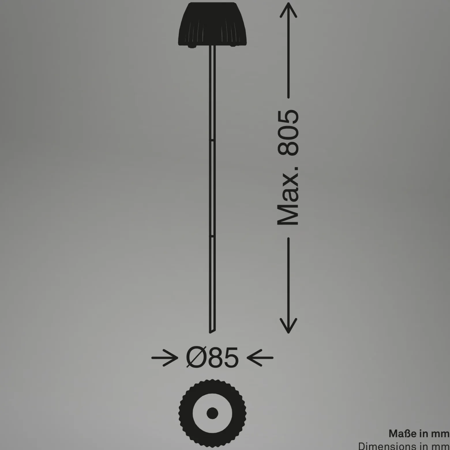 Lámpara LED recargable con pica para suelo RIFFLE MINI, antracita Ø 9 cm, IP44