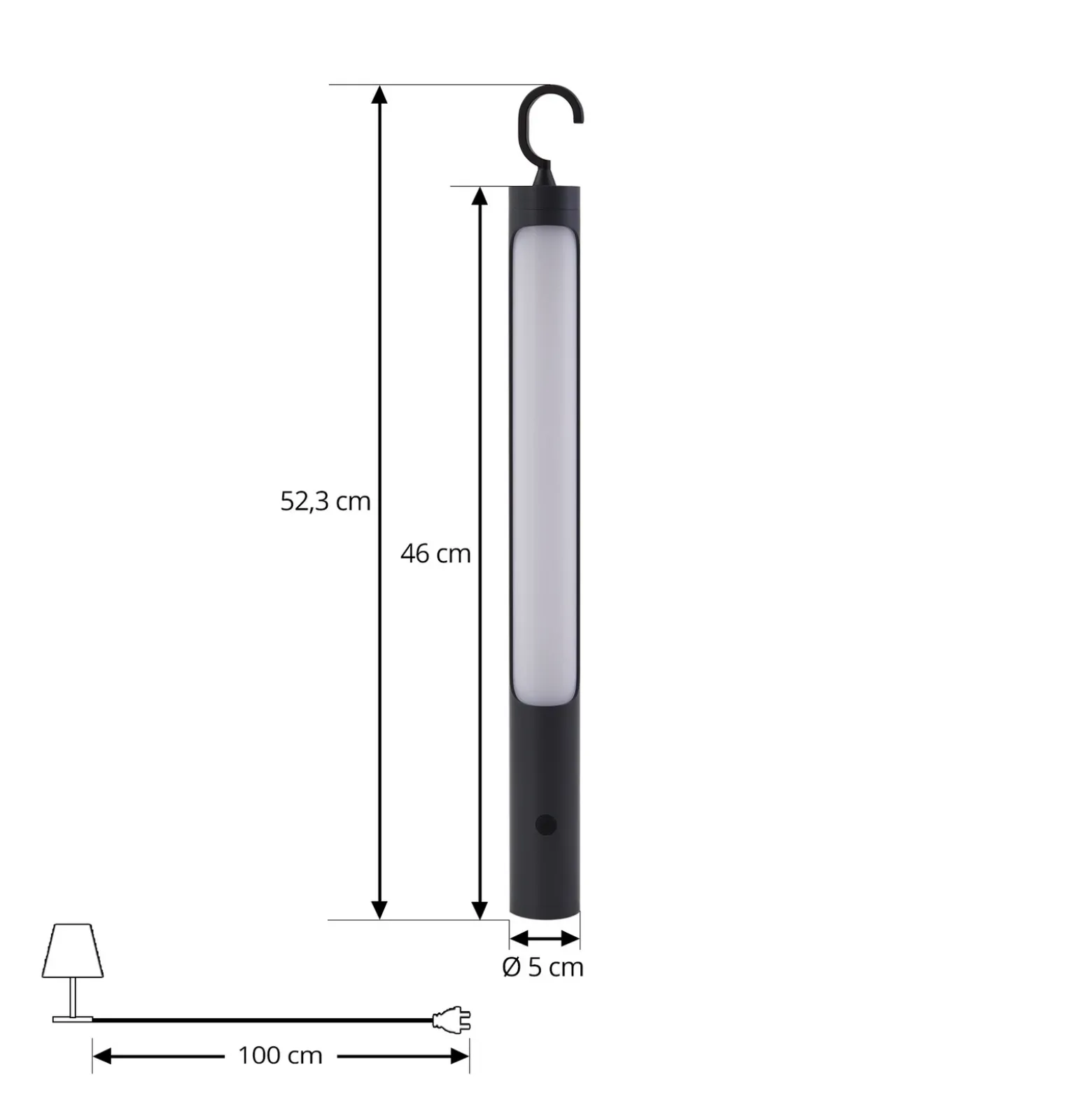 Lámpara LED recargable Kompis de Lindby, antracita, atenuable, IP54