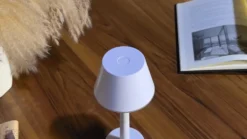 Lámpara LED recargable Lindby Gaja, blanca, USB, IP44, RGBW, atenuable