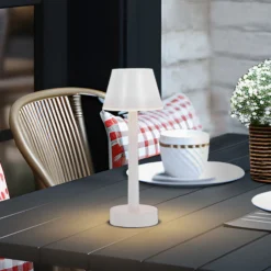 Lámpara LED recargable Lindby Gaja, blanca, USB, IP44, RGBW, atenuable