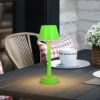 Lámpara LED recargable Lindby Gaja, verde, USB, IP44, RGBW, atenuable