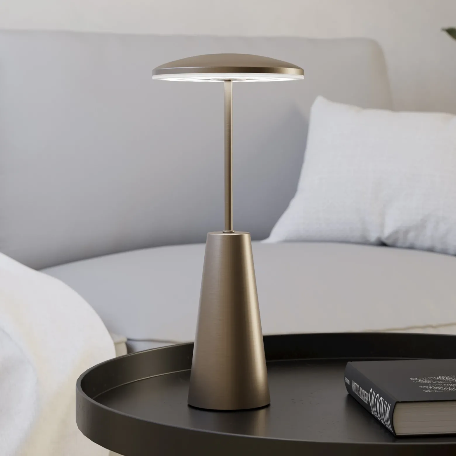 Lámpara LED recargable Piccola, color bronce, altura 28 cm, IP54