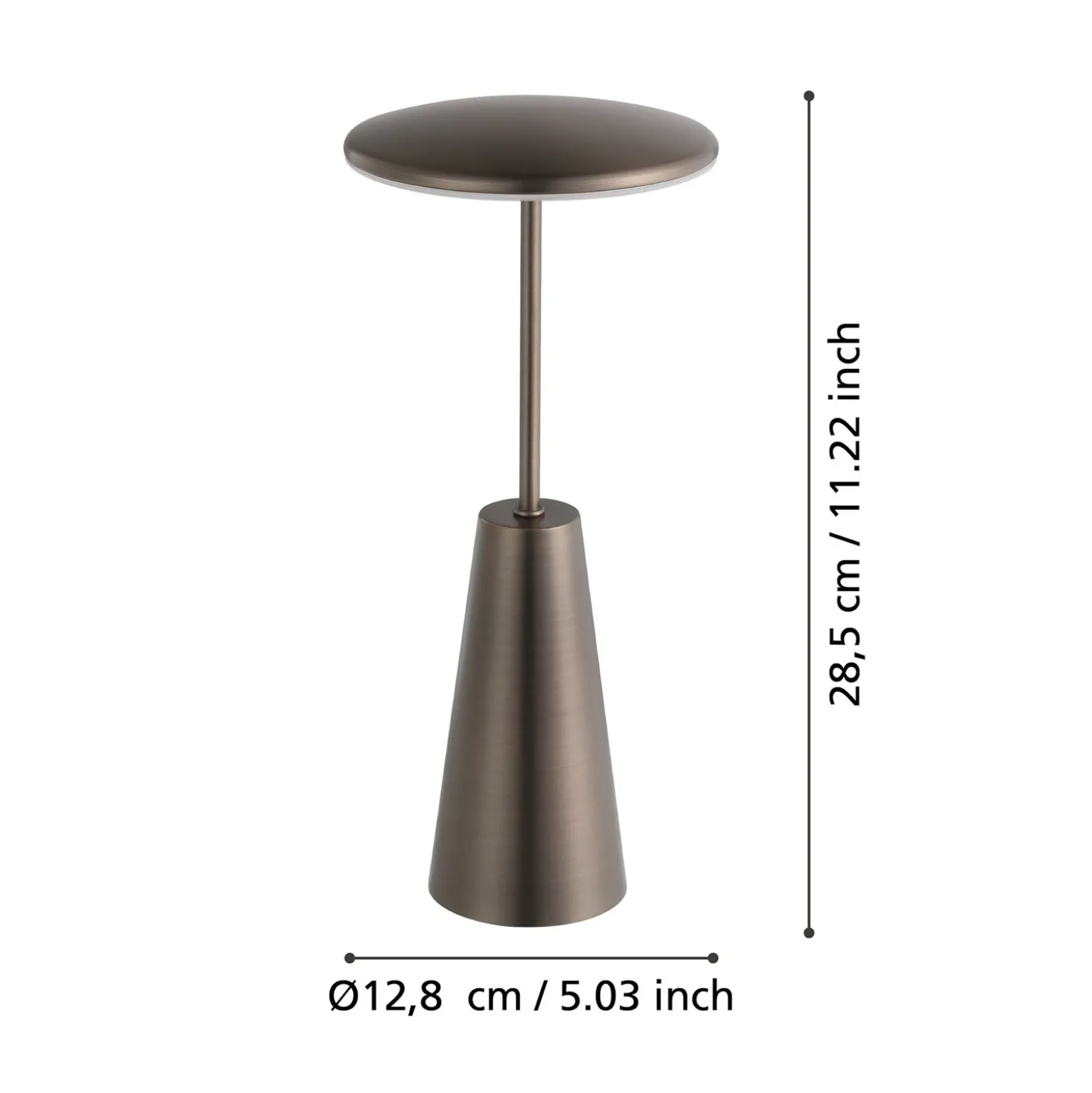 Lámpara LED recargable Piccola, color bronce, altura 28 cm, IP54