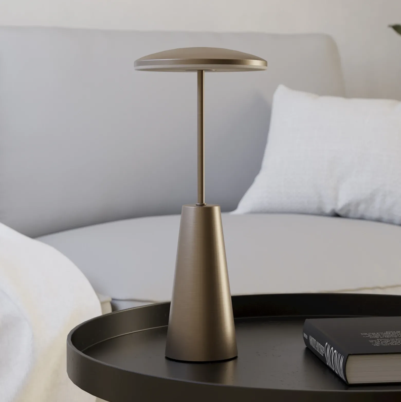 Lámpara LED recargable Piccola, color bronce, altura 28 cm, IP54