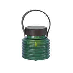 Lámpara LED solar Aston Jar, altura 12 cm, verde/marrón, IP44