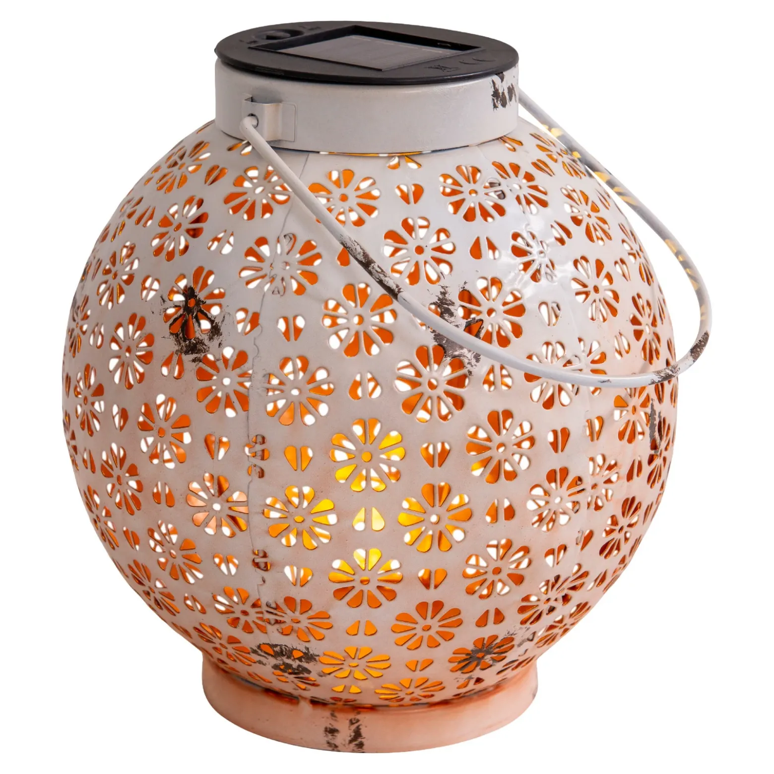 Lámpara LED solar 52854, blanca, metal, 20 cm, IP44, juego de 2