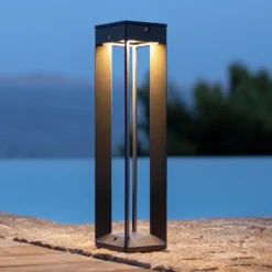 Lámpara LED solar Borne con sensor, 45 cm, gris