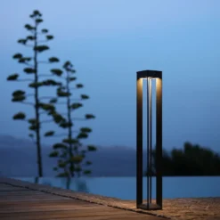 Lámpara LED solar Borne con sensor, 90 cm, gris