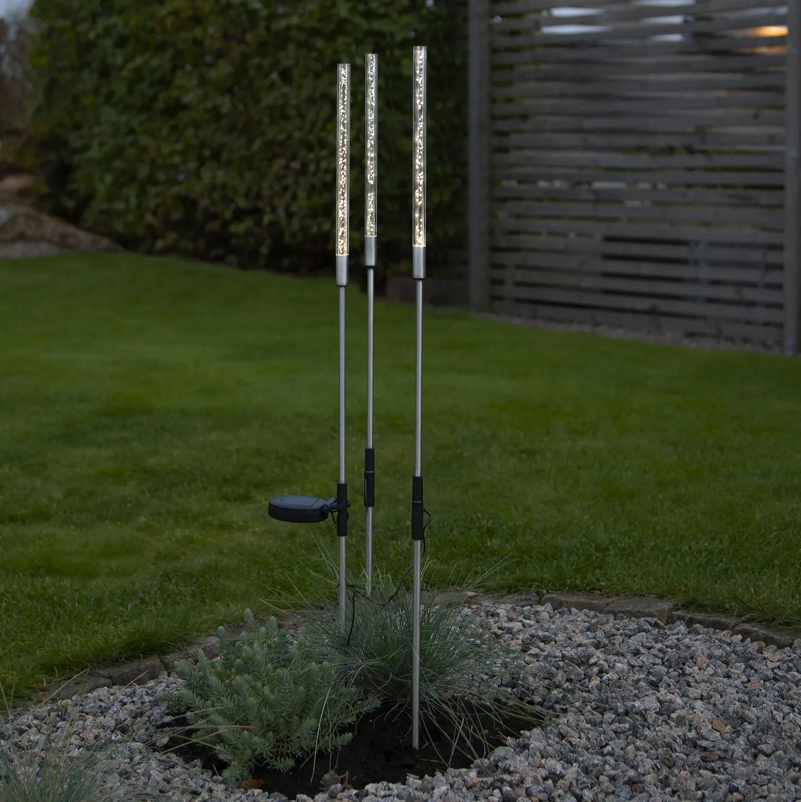 Lámpara LED solar Bubbly set 3 ud, blanco cálido