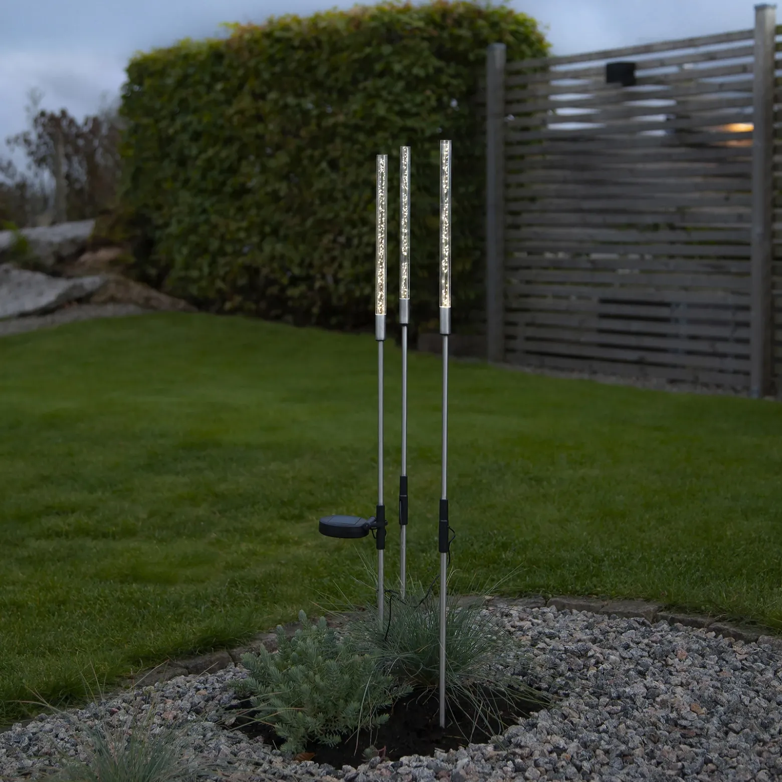 Lámpara LED solar Bubbly set 3 ud, blanco cálido
