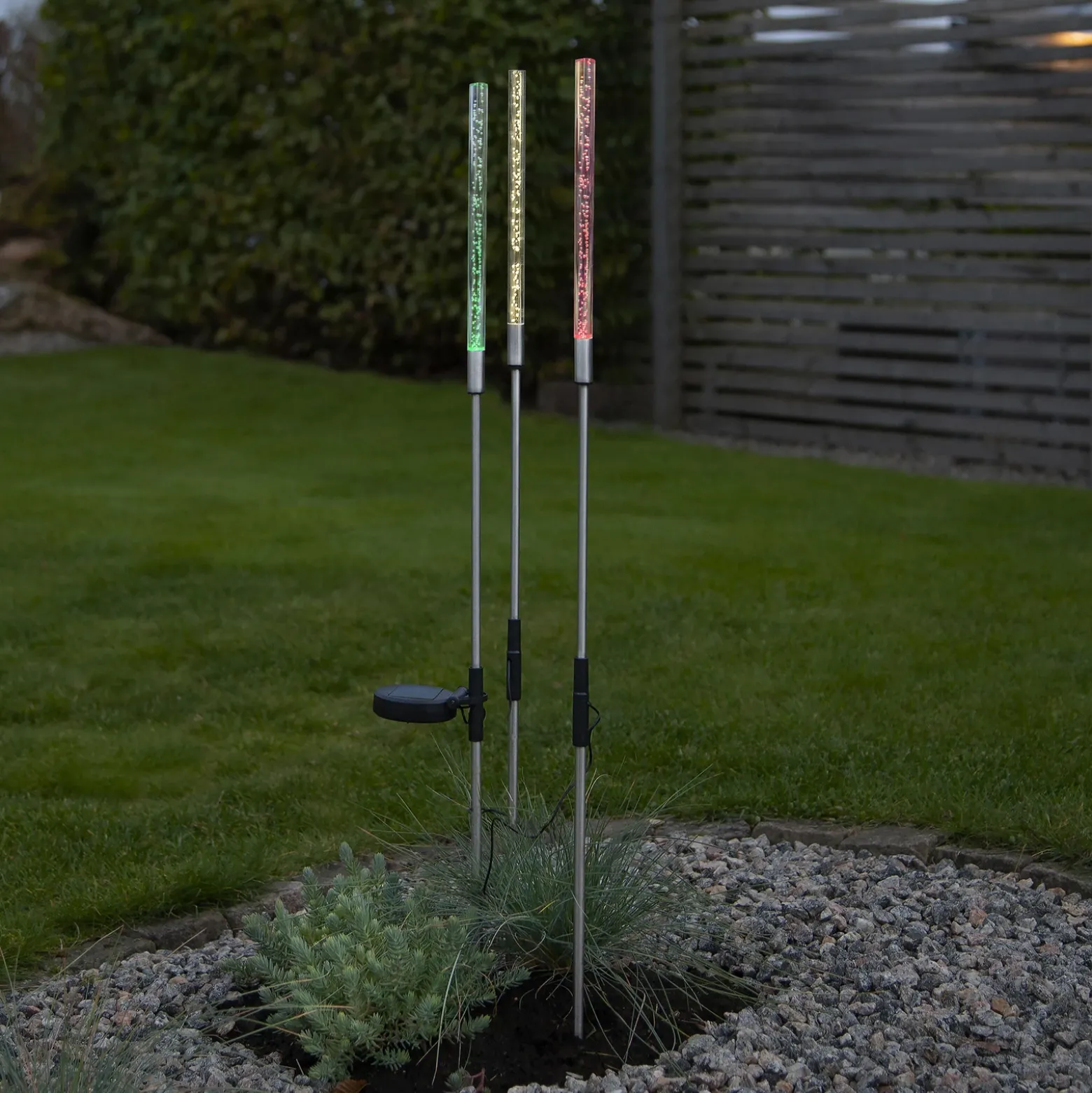 Lámpara LED solar Bubbly set 3 ud, multicolor