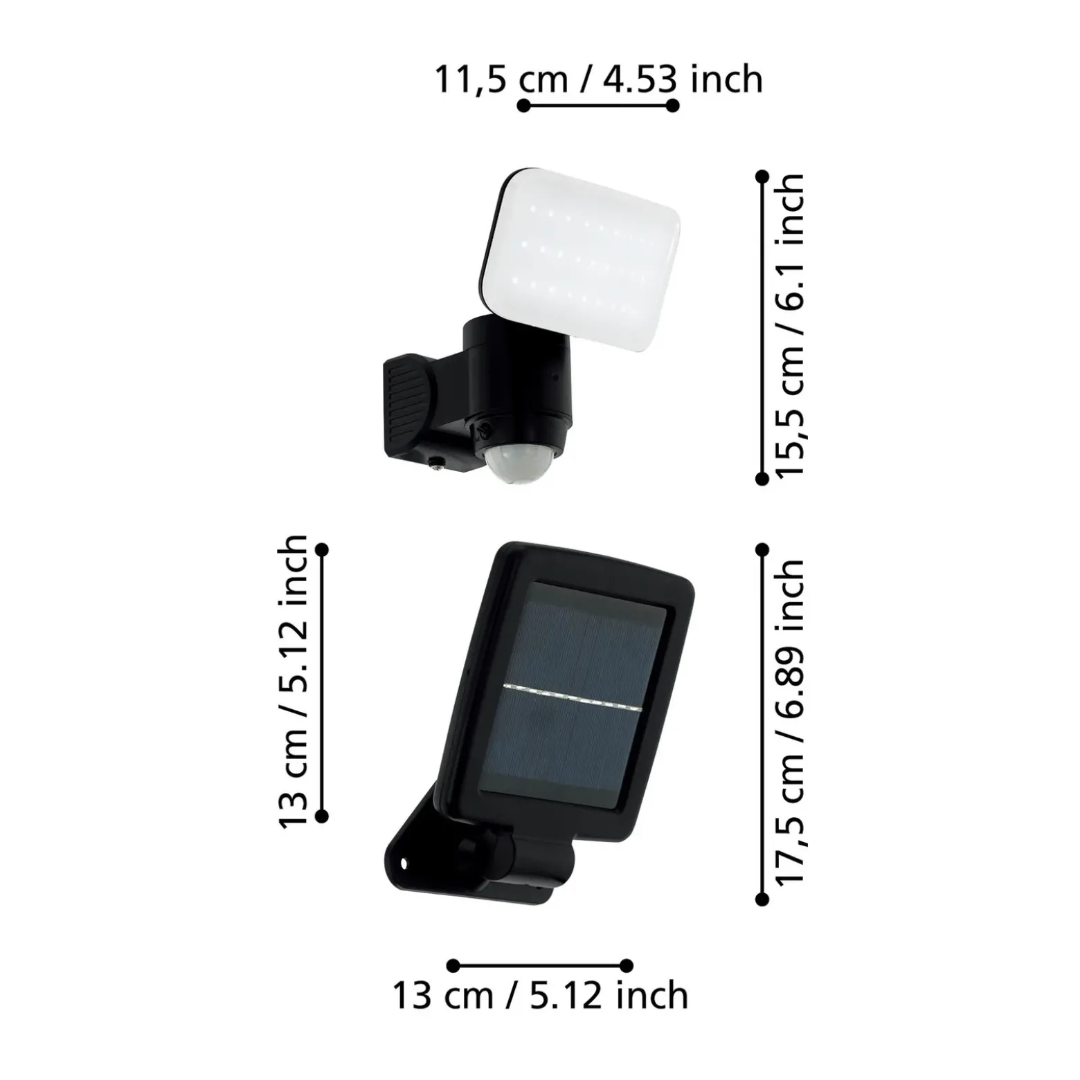 Lámpara LED solar Casabas con sensor, negro