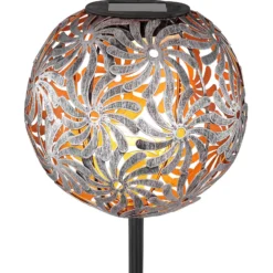 Lámpara LED solar 33632 con bola de metal, plata