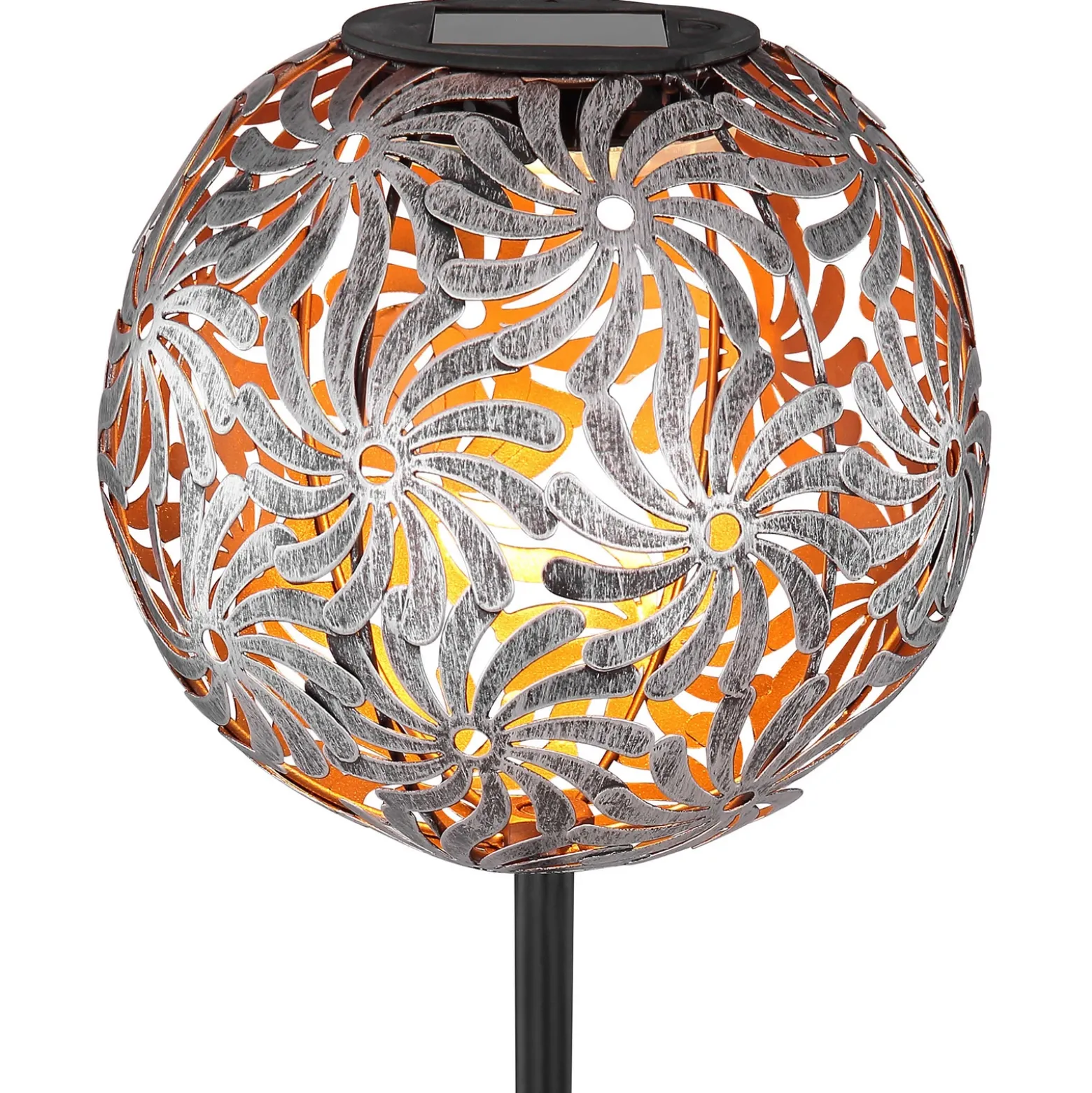 Lámpara LED solar 33632 con bola de metal, plata