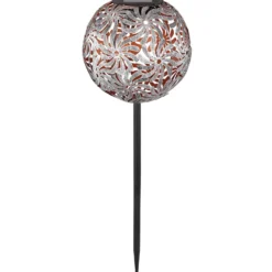 Lámpara LED solar 33632 con bola de metal, plata