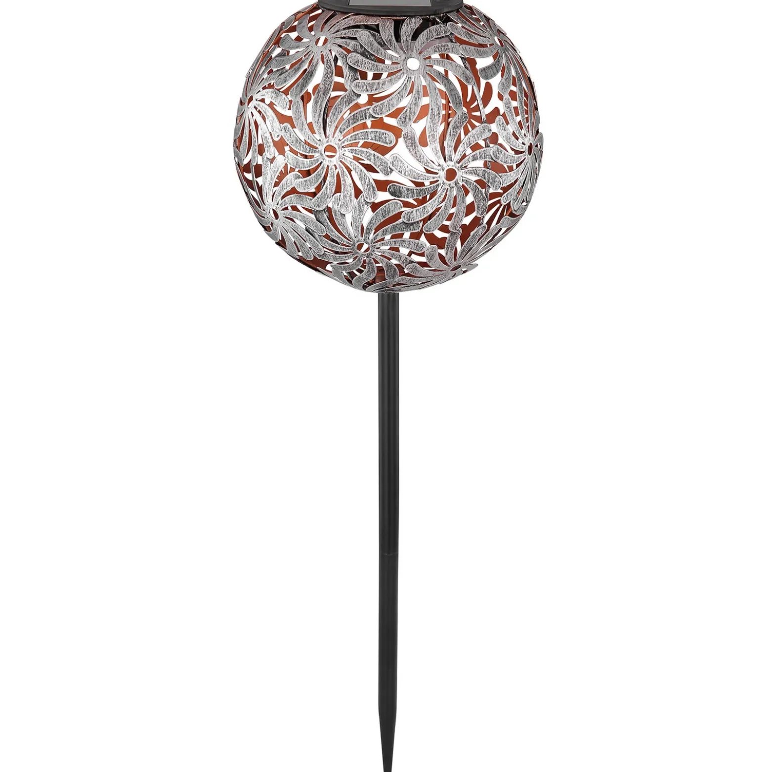 Lámpara LED solar 33632 con bola de metal, plata
