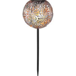 Lámpara LED solar 33632 con bola de metal, plata