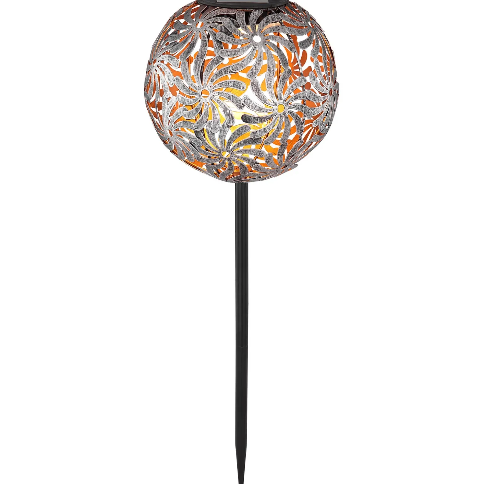 Lámpara LED solar 33632 con bola de metal, plata