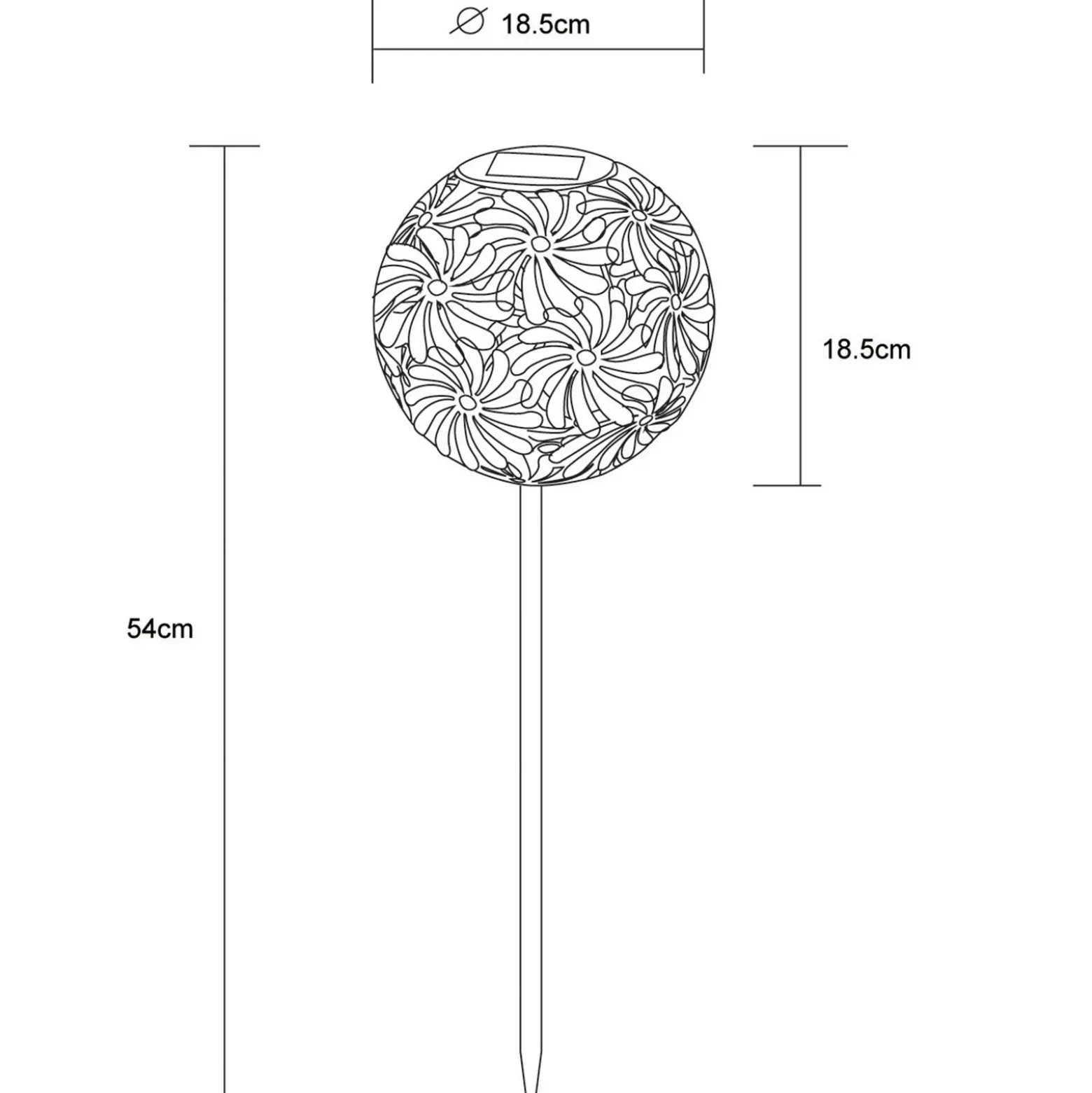 Lámpara LED solar 33632 con bola de metal, plata