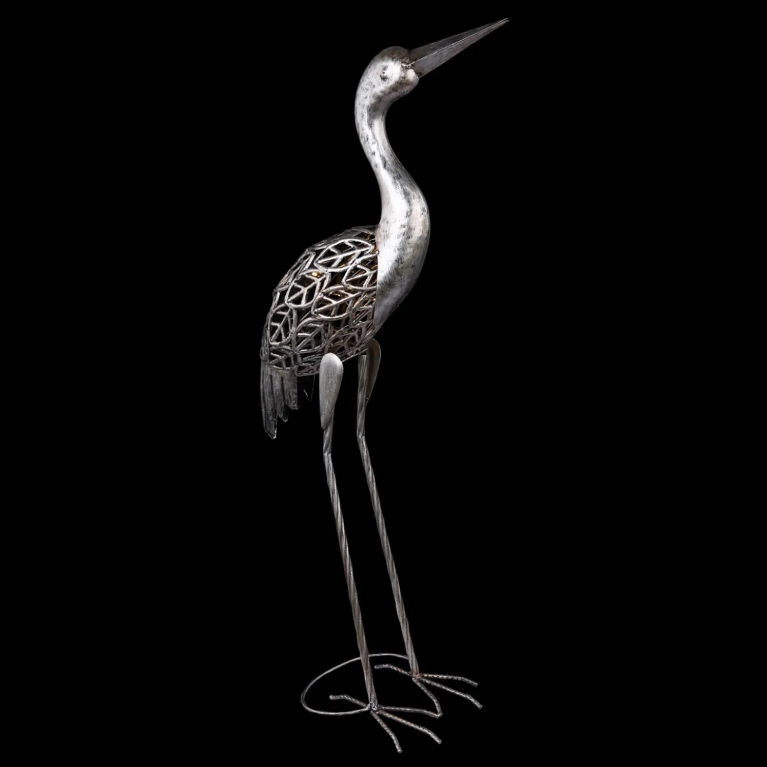 Lámpara LED solar decorativa 33216, grulla gris