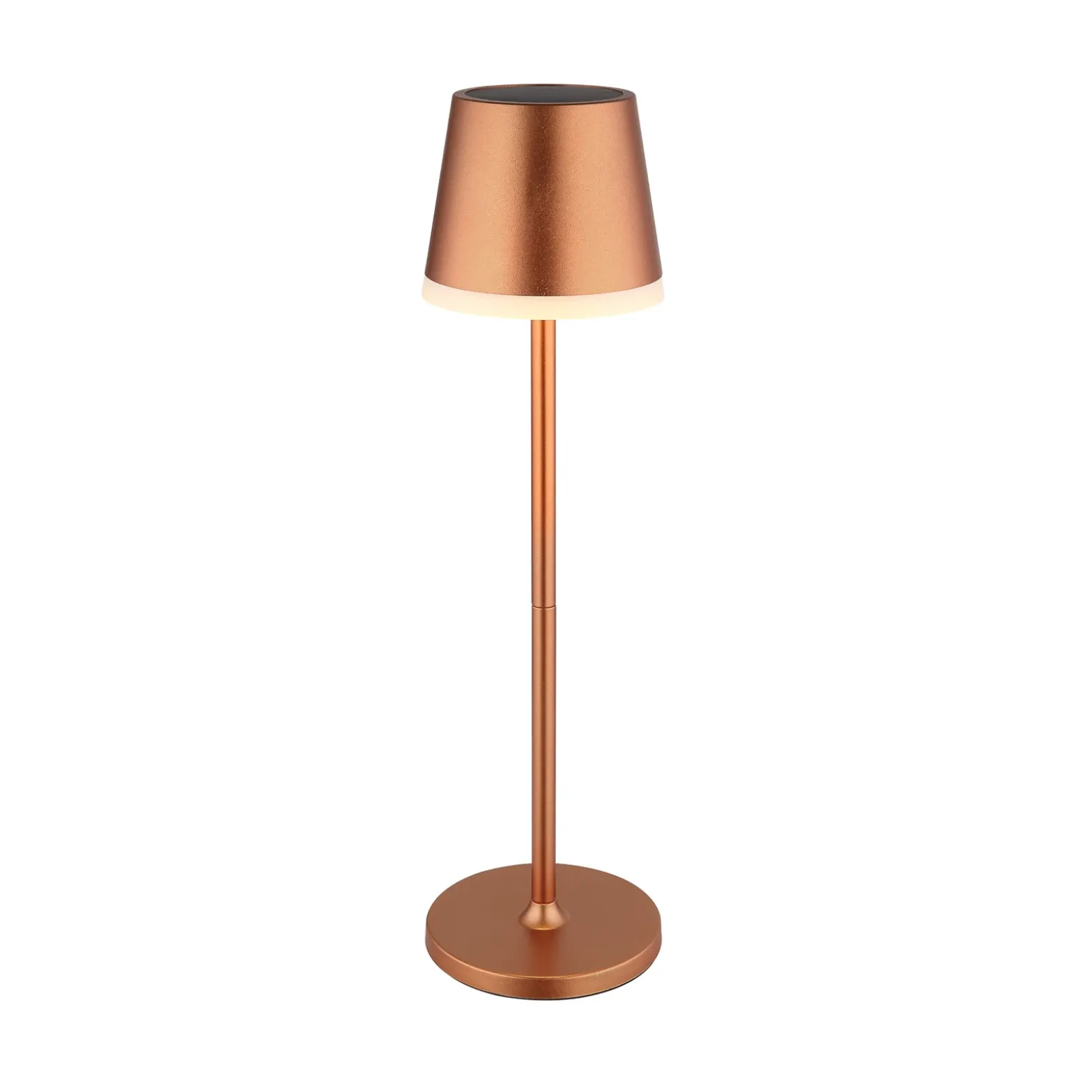Lámpara LED solar de metal color cobre, altura 41 cm, IP44