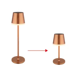Lámpara LED solar de metal color cobre, altura 41 cm, IP44
