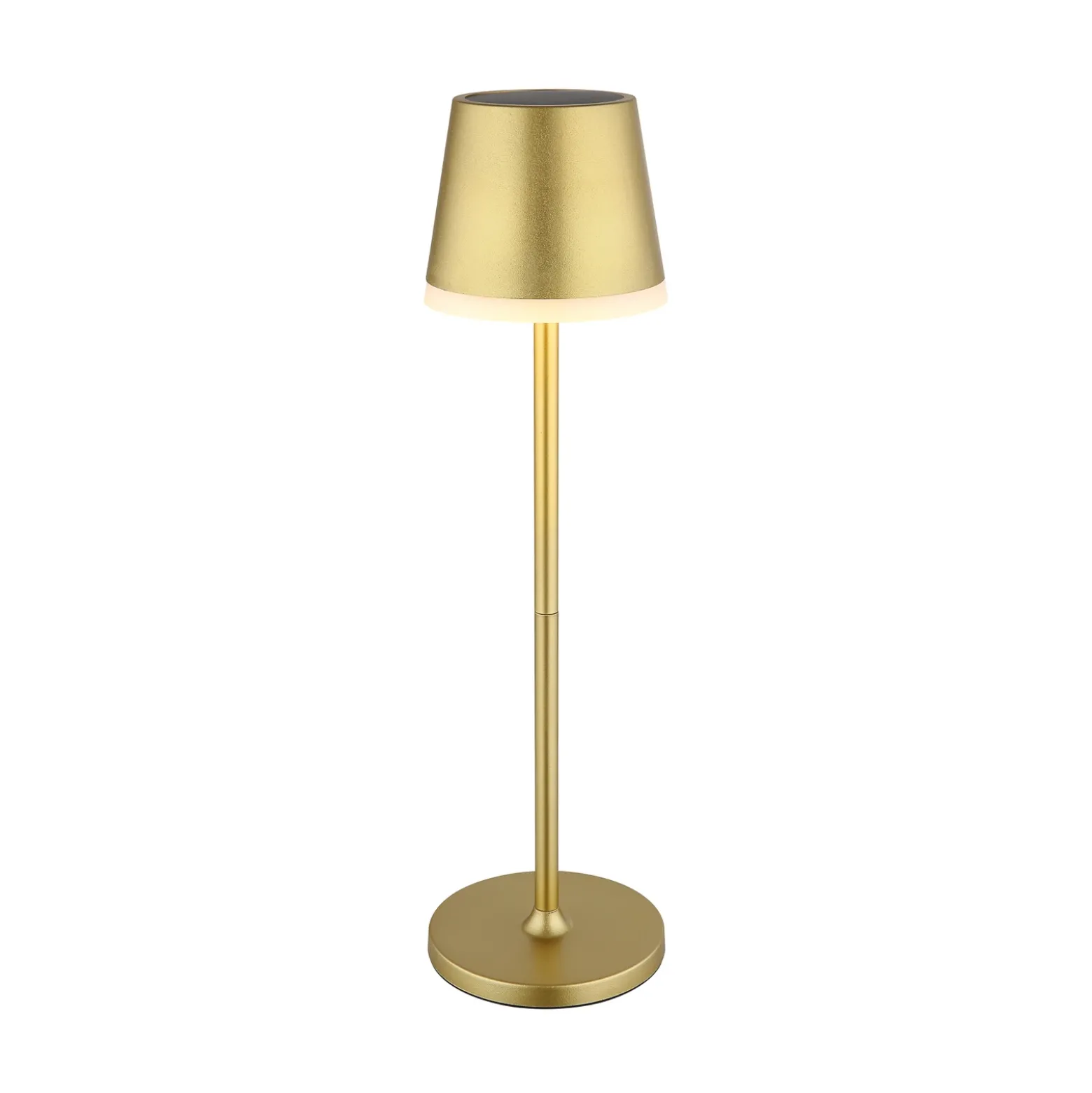 Lámpara LED solar de metal dorado, altura 41 cm, IP44