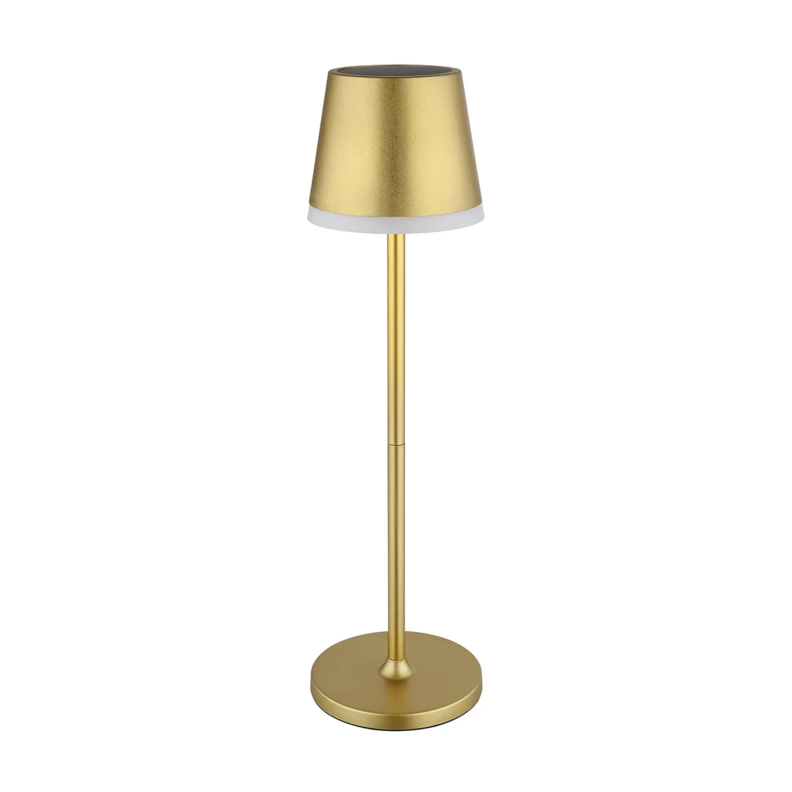 Lámpara LED solar de metal dorado, altura 41 cm, IP44