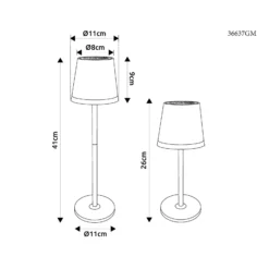 Lámpara LED solar de metal dorado, altura 41 cm, IP44