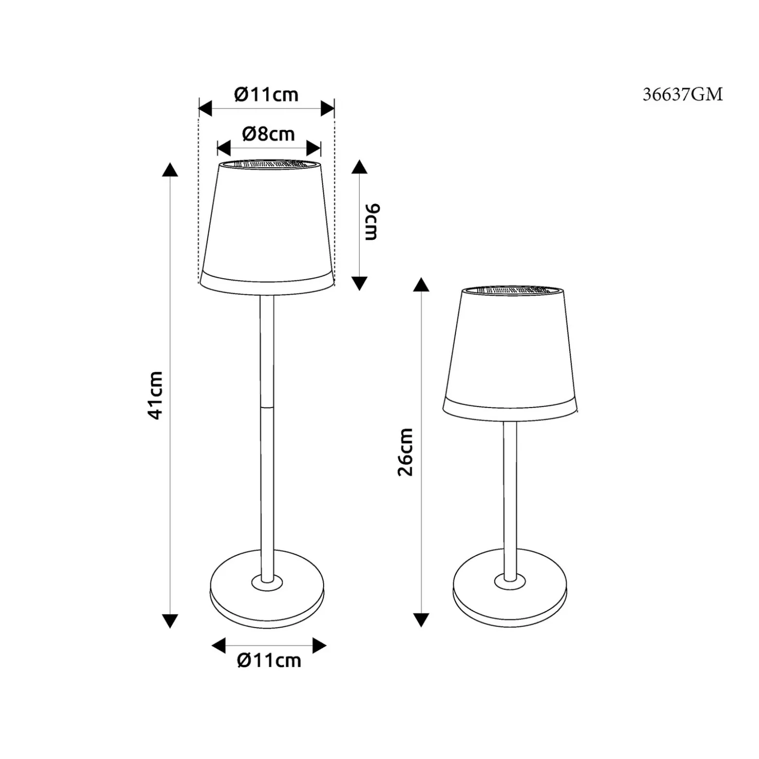 Lámpara LED solar de metal dorado, altura 41 cm, IP44