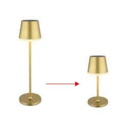 Lámpara LED solar de metal dorado, altura 41 cm, IP44