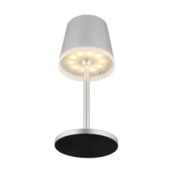 Lámpara LED solar de metal plateado, altura 41 cm, IP44