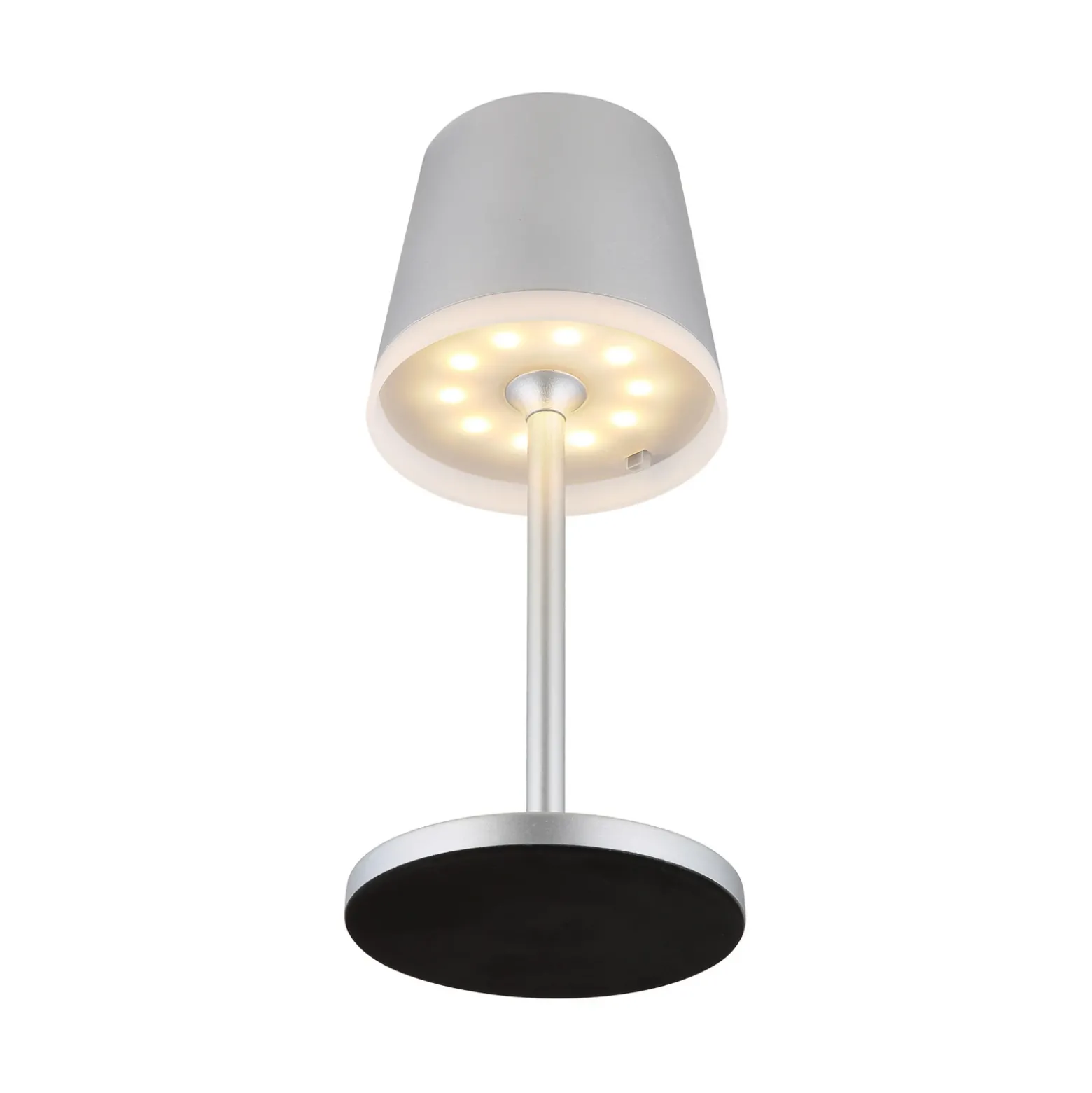 Lámpara LED solar de metal plateado, altura 41 cm, IP44