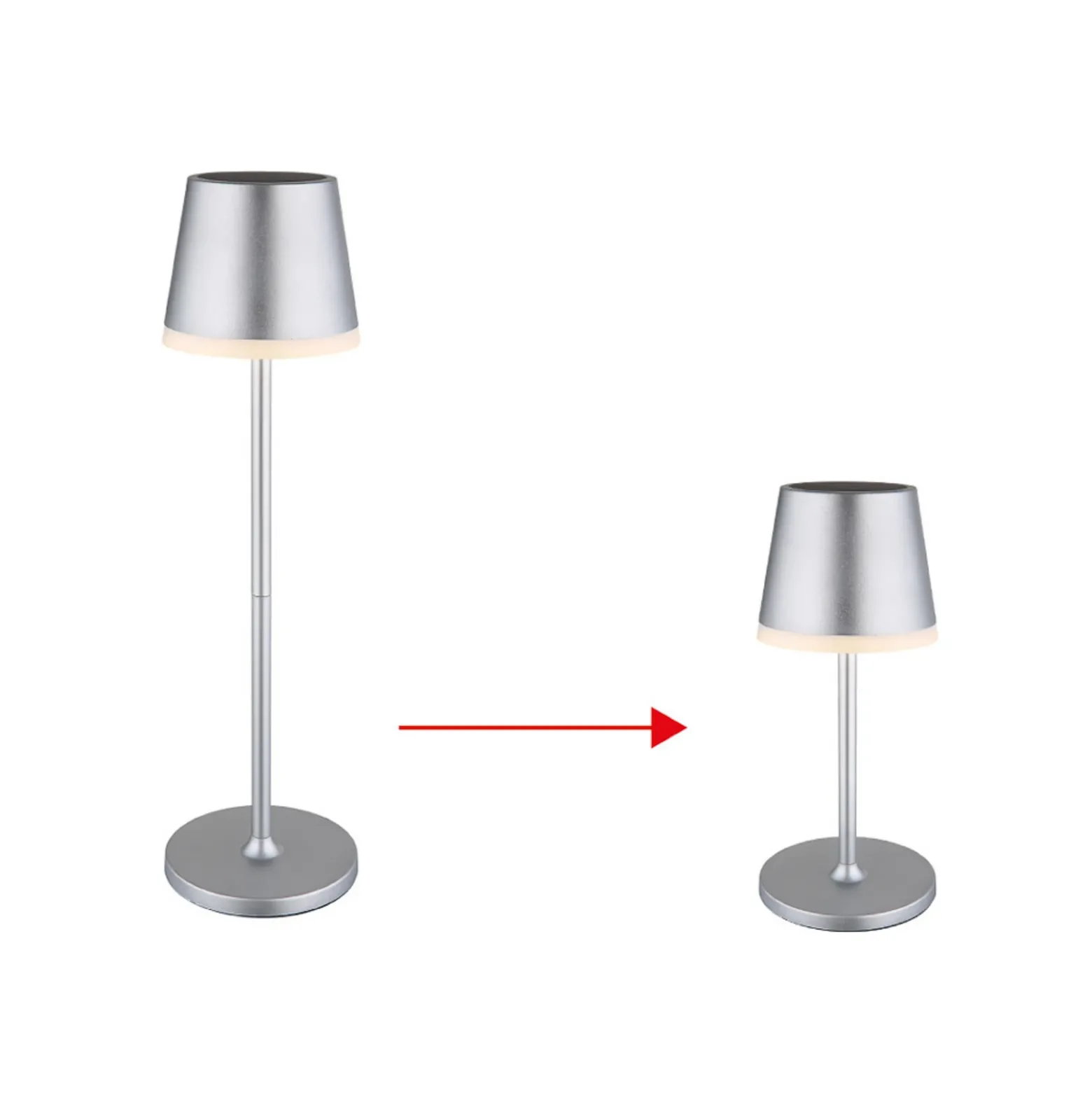 Lámpara LED solar de metal plateado, altura 41 cm, IP44