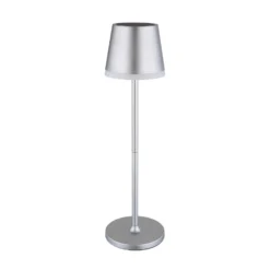 Lámpara LED solar de metal plateado, altura 41 cm, IP44