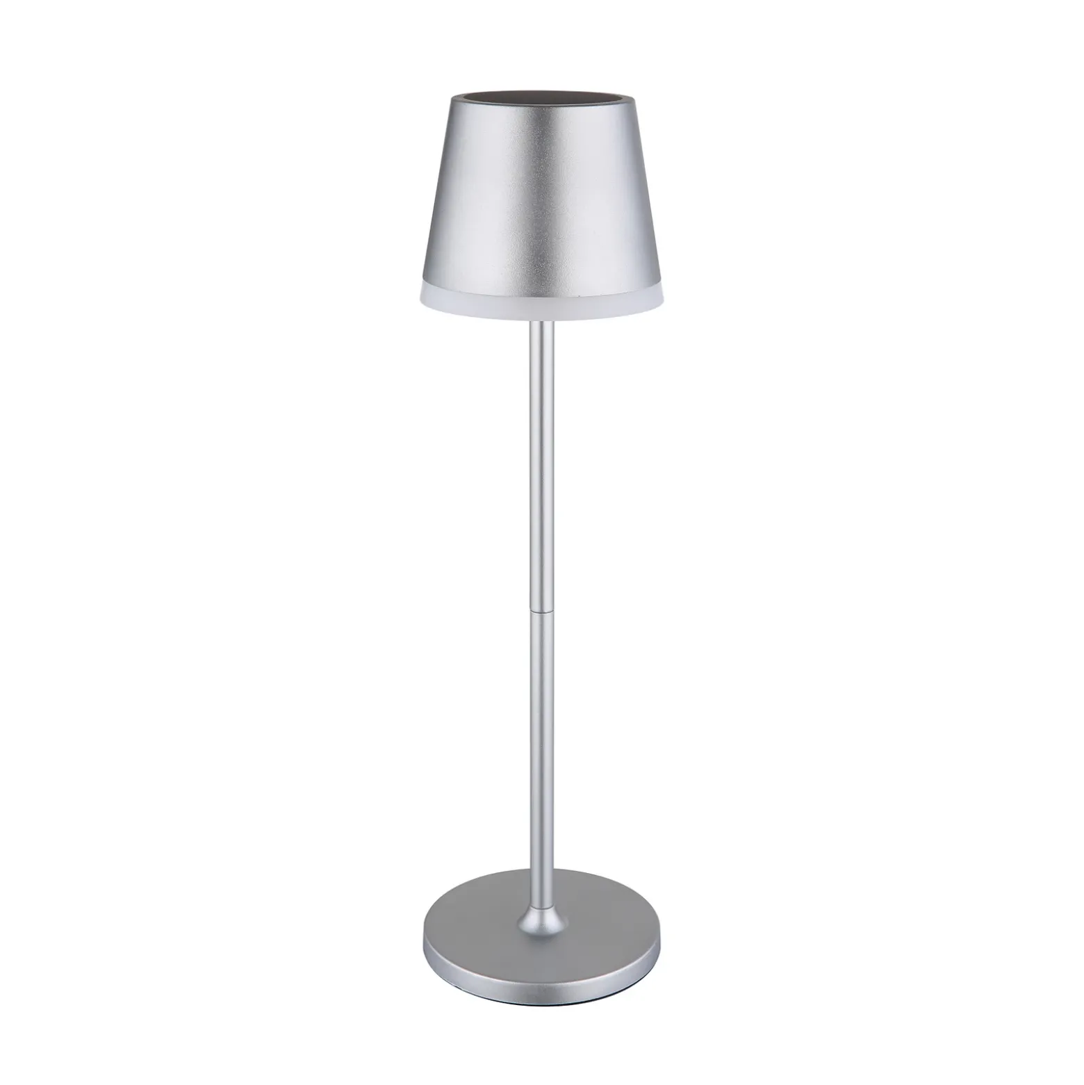Lámpara LED solar de metal plateado, altura 41 cm, IP44