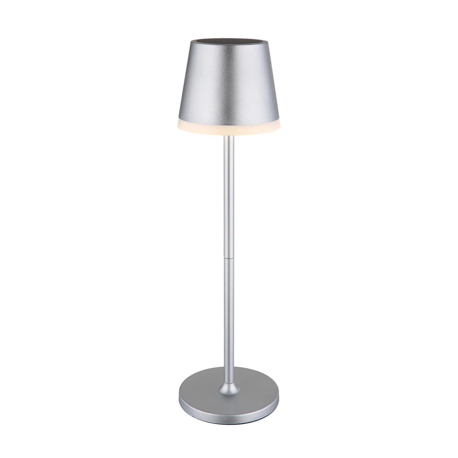 Lámpara LED solar de metal plateado, altura 41 cm, IP44