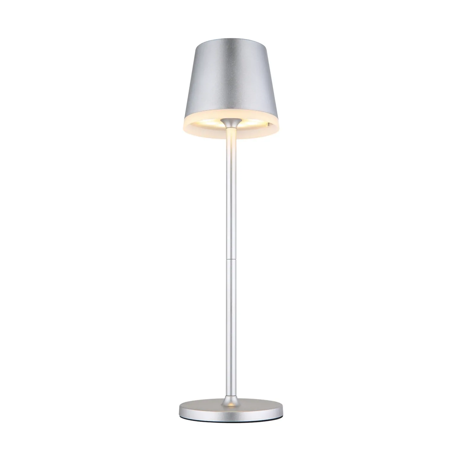 Lámpara LED solar de metal plateado, altura 41 cm, IP44