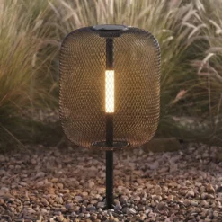 Lámpara LED solar de pie para jardín Faylen de Lucande, negra, IP65