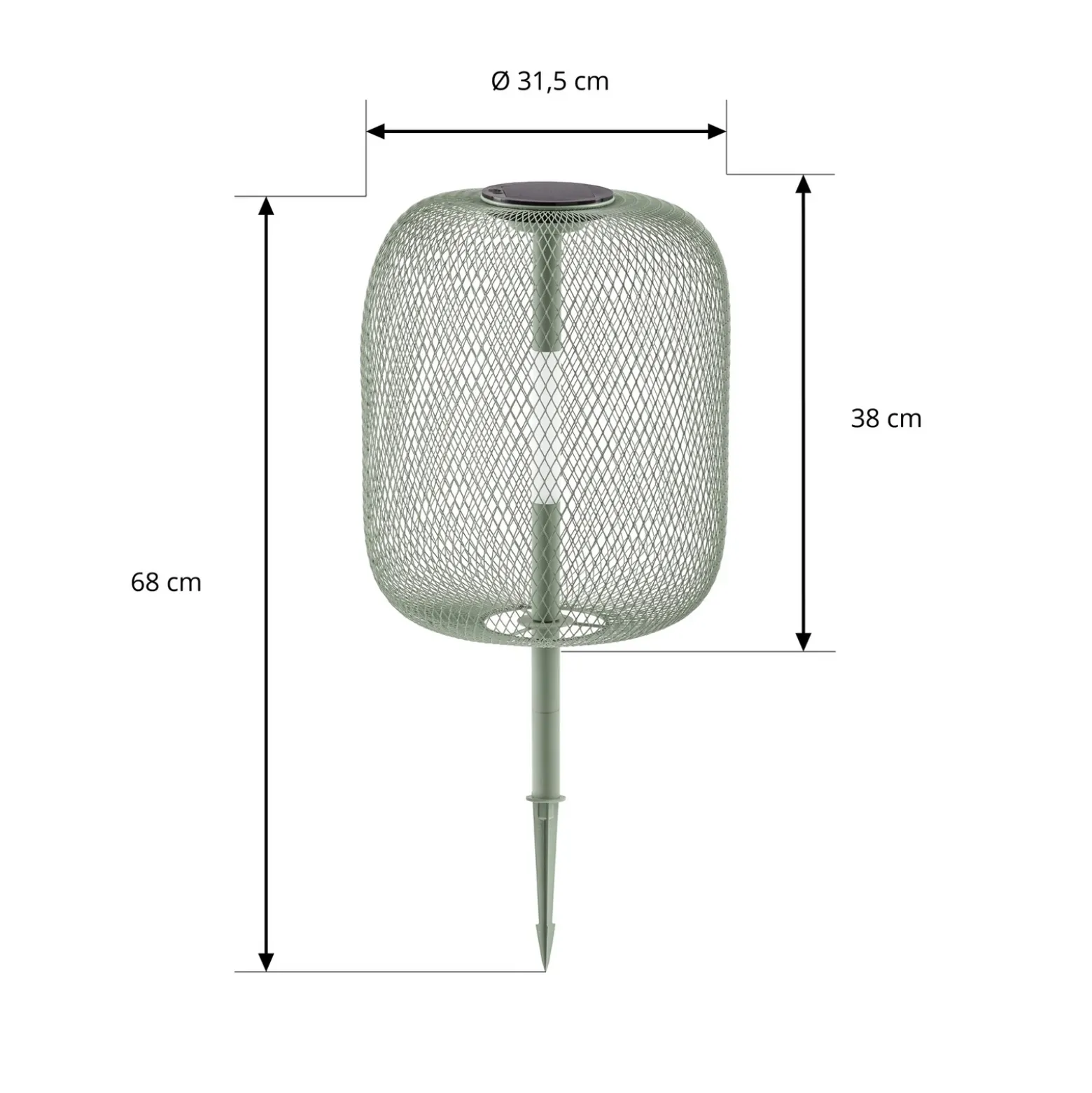 Lámpara LED solar de pie para jardín Faylen de Lucande, verde salvia, IP65