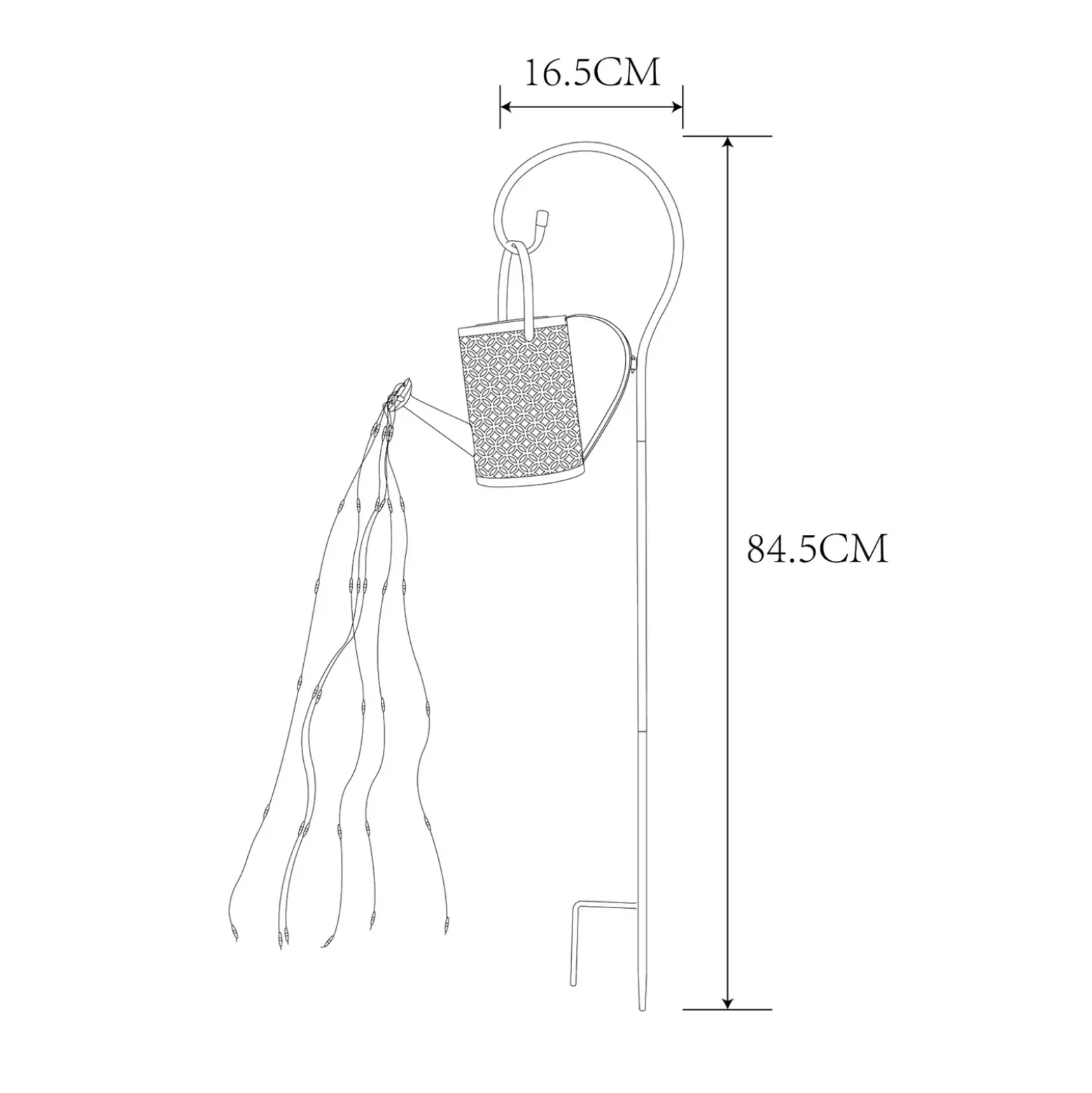 Lámpara LED solar 336523, dorada, regadera, pincho de suelo, metal