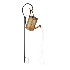 Lámpara LED solar 336523, dorada, regadera, pincho de suelo, metal