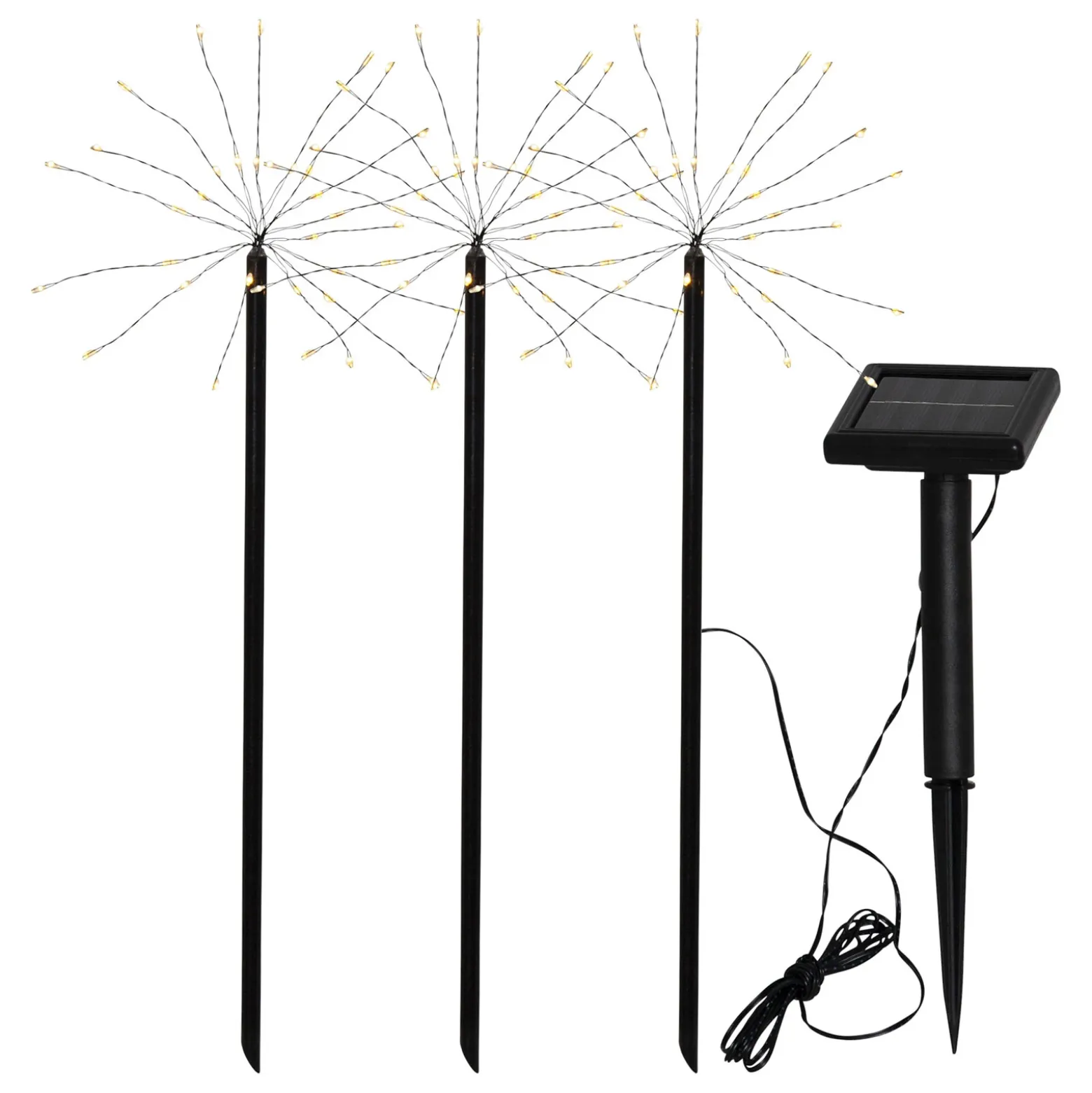 Lámpara LED solar Firework, set con picas tierra