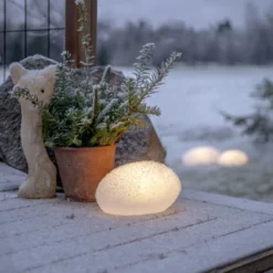 Lámpara LED solar GLOBY, blanca, 24,5 cm, plástico, IP44