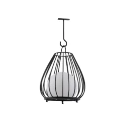 Lámpara LED solar Kelda de Lindby, negra, metal, 38 cm, atenuable.