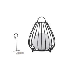 Lámpara LED solar Kelda de Lindby, negra, metal, 38 cm, atenuable.