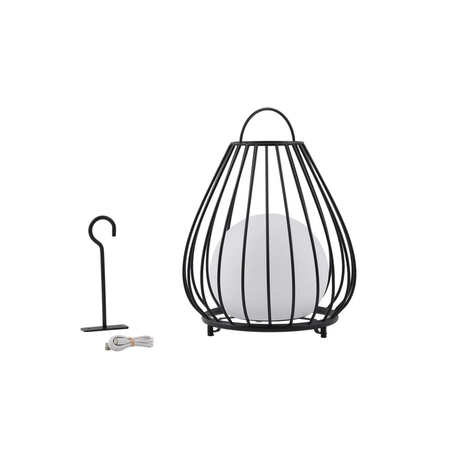Lámpara LED solar Kelda de Lindby, negra, metal, 38 cm, atenuable.