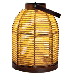 Lámpara LED solar Korbinian, marrón, altura 29 cm, IP44, farol